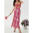 Sunwanar Women Floral Deep V Neck Long Dress Flowy Slip Maxi Dress Lace