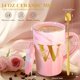 thumbnail image 5 of Taza de café de cerámica con tapa, elegancia personalizada, mármol rosa, 5 of 7