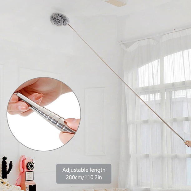 Poussiéreur Extensible En Microfibre Pliable Avec Poteau D Extension Acier Inoxydable Jusqu 110 Brosse Toile D Araign E Lavable Main Statique Pour Le