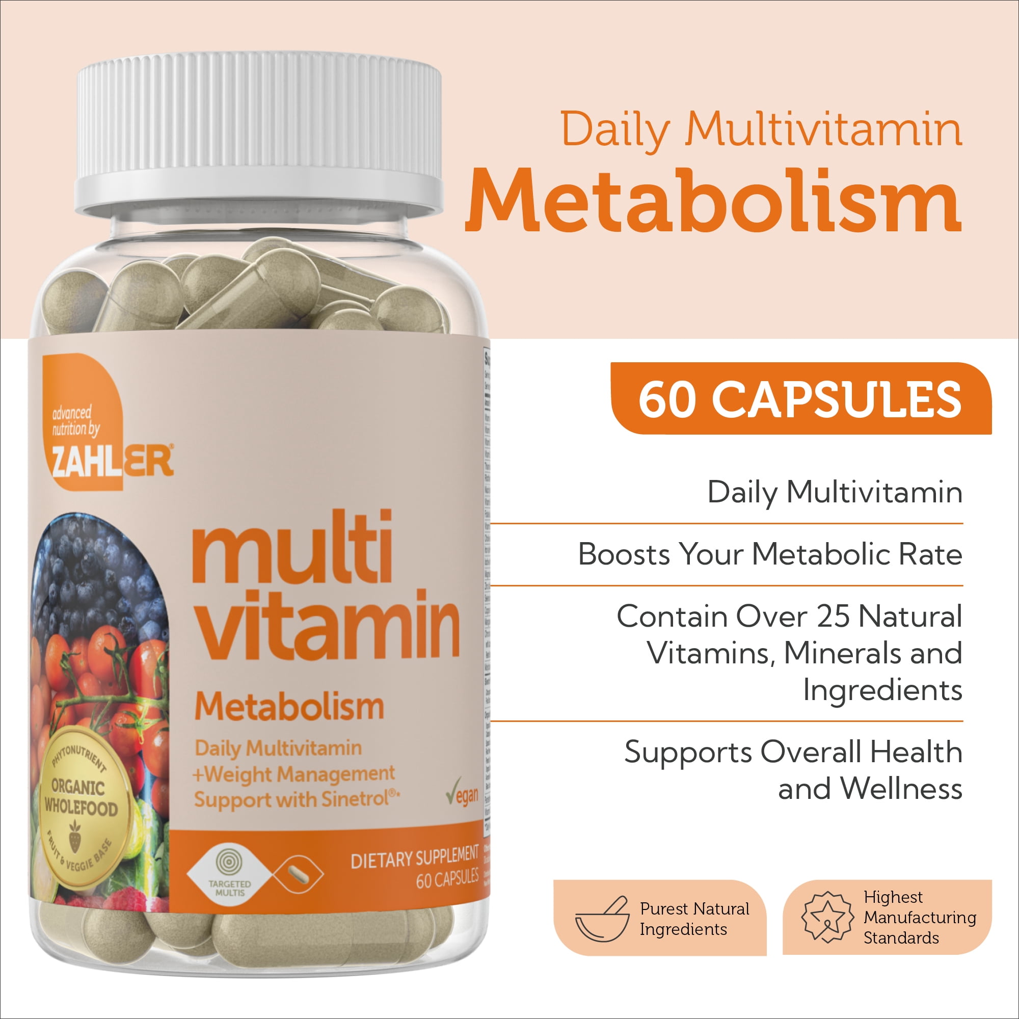Zahler Multivitamin Metabolism, Weight Management Support, 60 Capsules