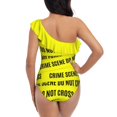 thumbnail image 3 of Crime Scene Tape Pattern One Piece Swimsuit Women Ruffle Monokini Shoulder Swimsuit Bathing Suit Swim Wear Crime Scene Do Not, 3 of 5