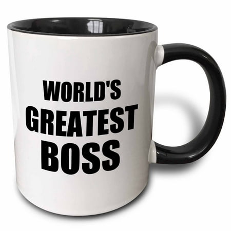 3dRose Worlds Greatest Boss. black text. great design for the best boss ever - Two Tone Black Mug, (Best The Boss 2)