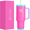 Raspberry Mix, variant on GEDUX 1200ml Tumbler with Handle, 2-in-1 Leak Proof Lid (Straw/Flip), Insulated Water Bottle, Stainless Steel Tumbler with Non-Slip Silicone, Wide Mouth Travel Mug Cupholder Friendly