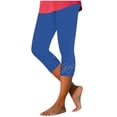 thumbnail image 2 of FAIOROI 2025 Trendy Blue High Waisted Yoga Capris Pants for Women Casual Summer Wear Ladies Comfortable Stretchy Capris Womens S Plus Size Capri Pants, 2 of 4