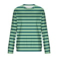 thumbnail image 5 of LNWUY (S-5XL) Big and Tall Men's Fashion Casual Striped Crewneck Long Sleeve Top T-Shirt Basic Pullover Loose tee Shirt Green XL, 5 of 5