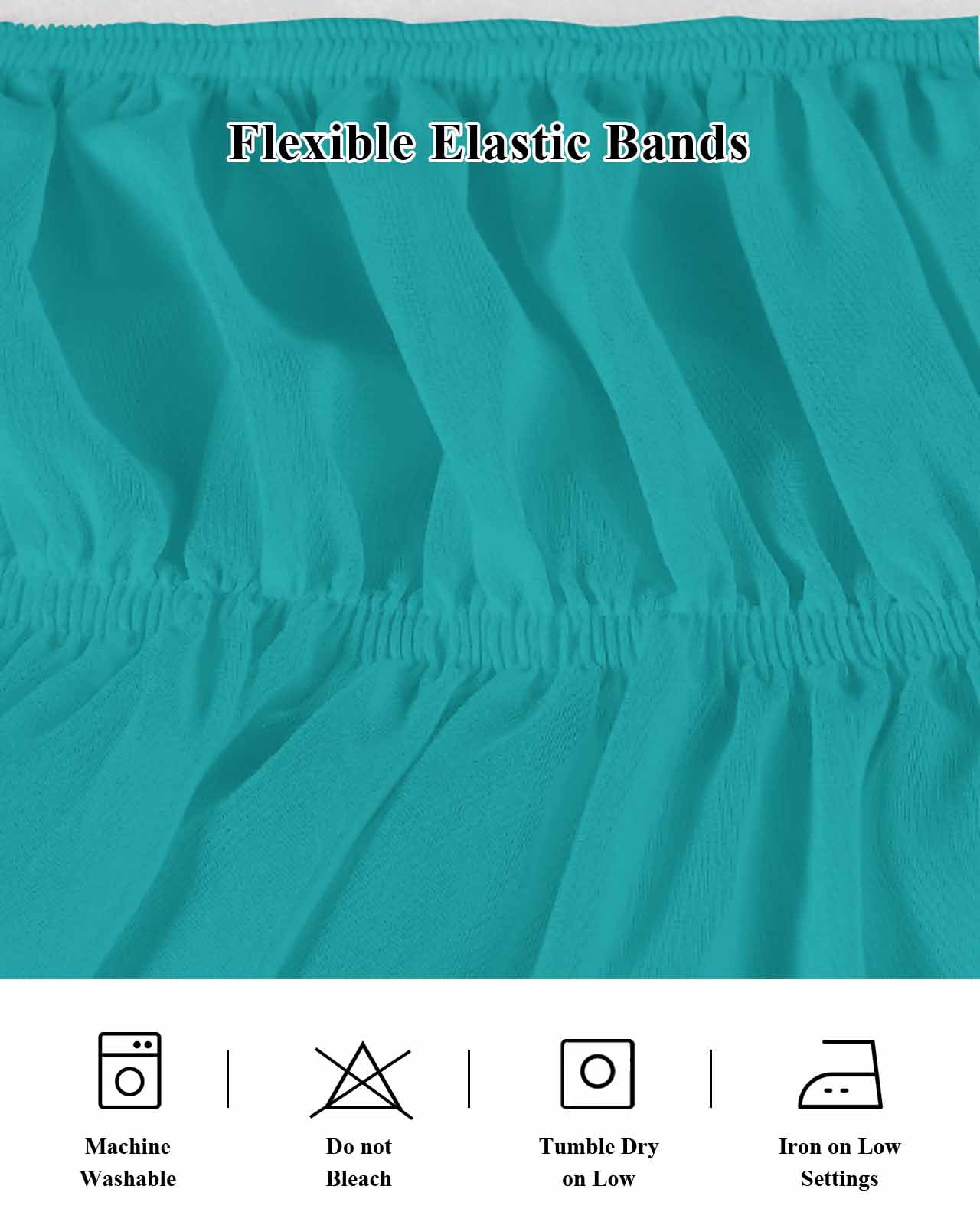 Teal Blue Bed Skirt Solid Color Bed Skirts Queen Size 16 Inch Drop, Wrap Around Dust Ruffle&nbsp;Bedskirt with Adjustable Elastic Belt for Queen Size Beds