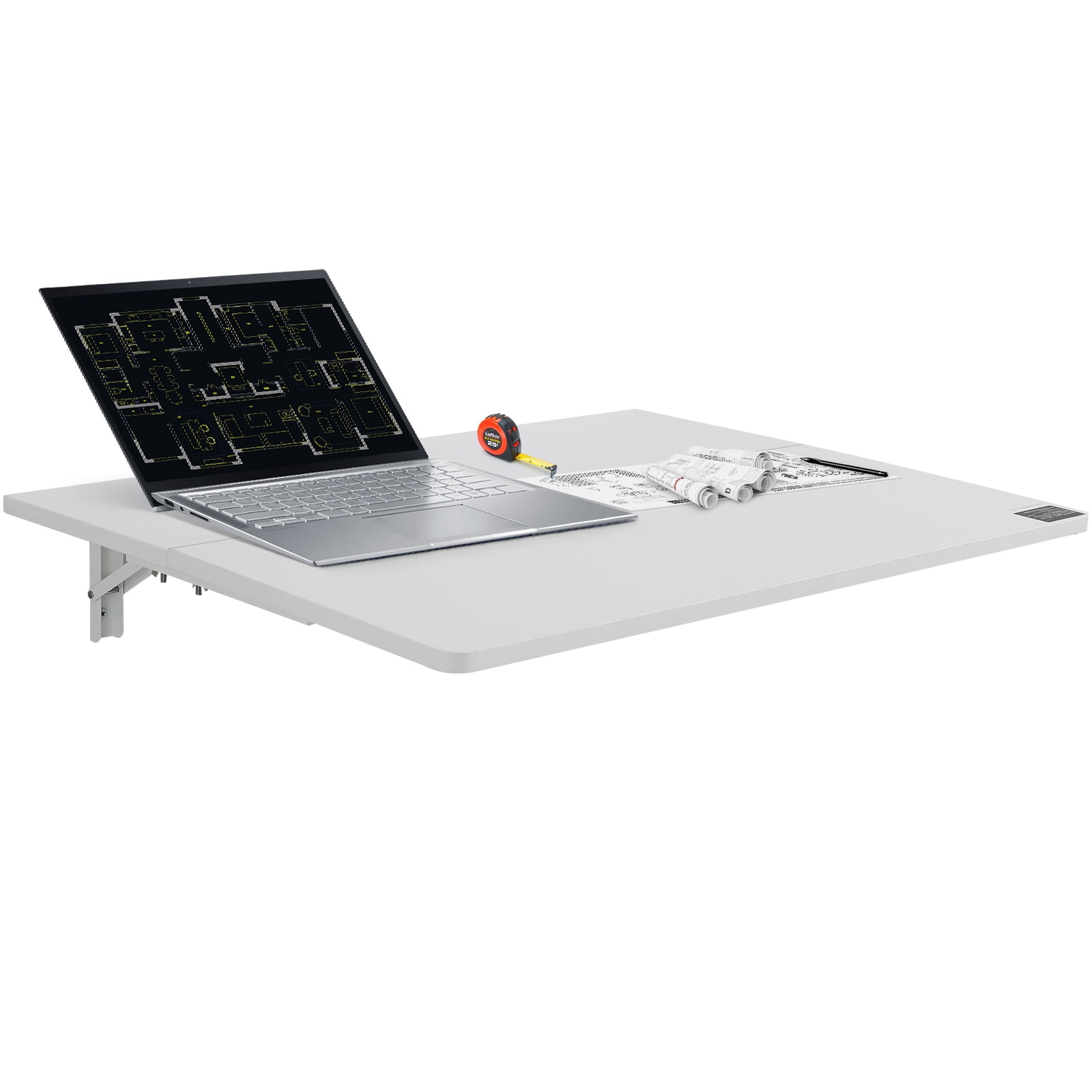 KFFKFF Wall-Hanging Foldable Desk, 31.5" x 19.69" Space-Saving Drop-Leaf Table, Floating Workstation with Metal Support, Versatile Fold-Up Desk for Compact Areas, Ideal for Home Office, Kitchen