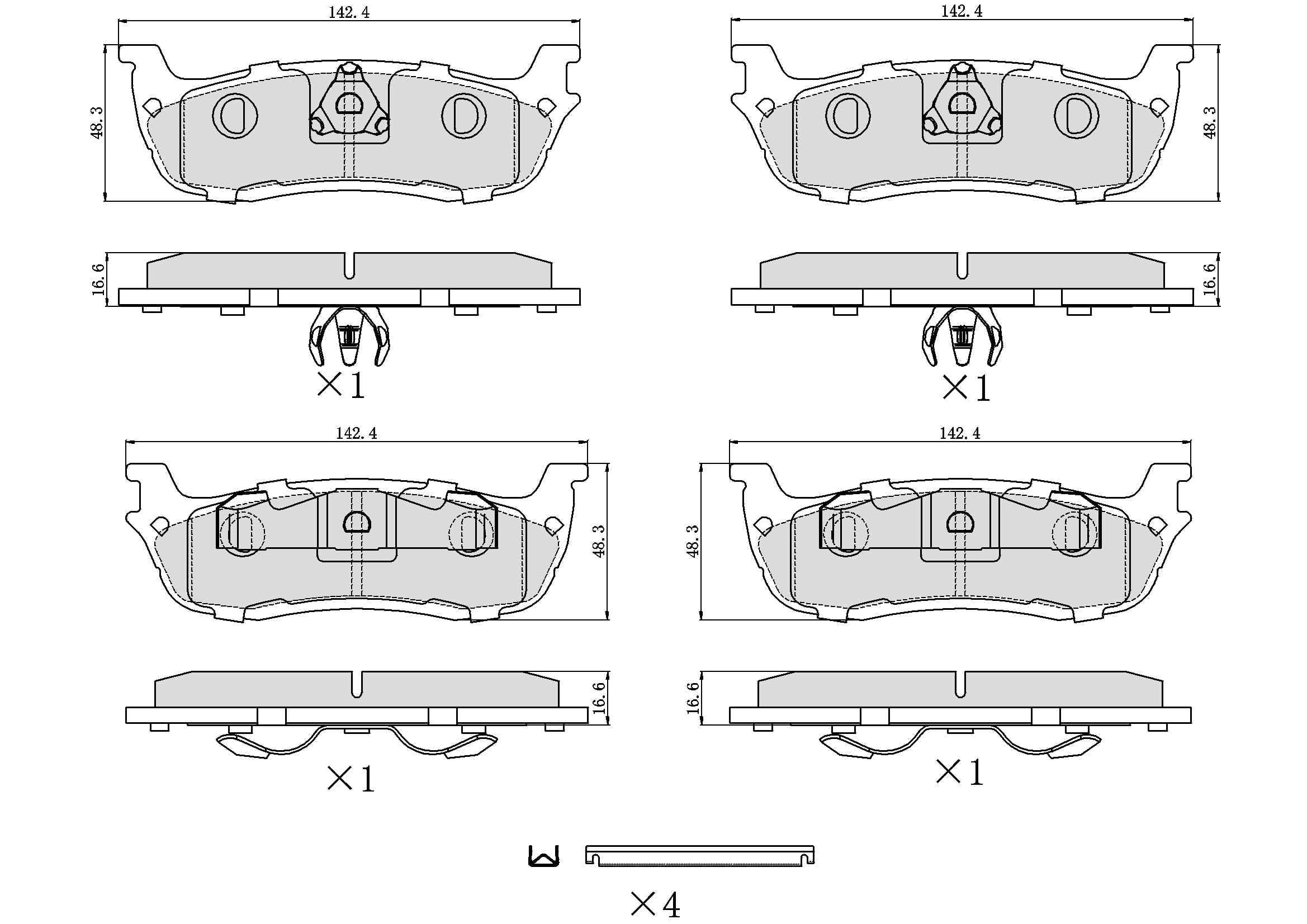 Winstop Brake Pad Set, Rear WS.0711.0.M, Ford Expedition 1998