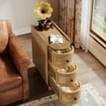thumbnail image 2 of Tribesigns Solid Wood End Table, 3-Drawer Rattan Side Table, Night Stand with 3 Rattan Drawers, 2 of 7