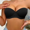 thumbnail image 2 of VISALY Strapless Push Up Bra Anti-Slip Seamless Bralette Soft Underwire Support Everyday Underwear Lightly Lined Underwire Bra for Women with Convertible Straps Supportive Tube Top Black L, 2 of 9