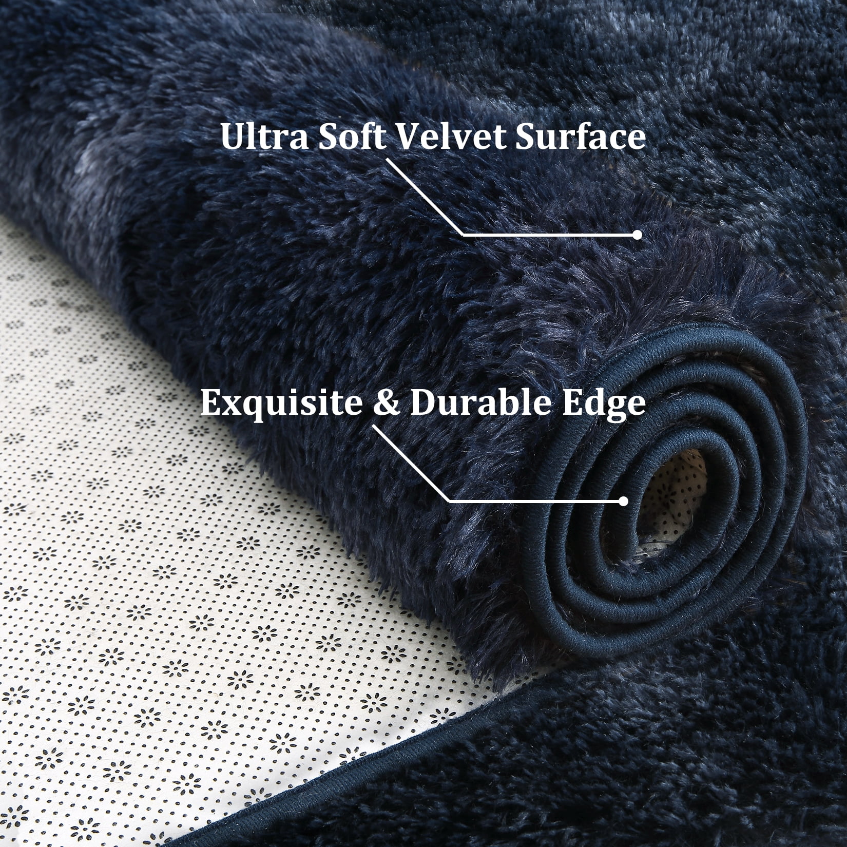 Hasoo 10' x 13' Large Area Rug High-Pile Plush Shag Rug Perfect for Living Rooms, Bedrooms, Dining Rooms, Tie-dye Navy