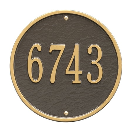 Whitehall 1 Line - Personalized Whitehall Products 9-Inch Standard One Line Round Wall Address Plaque in Bronze/Gold