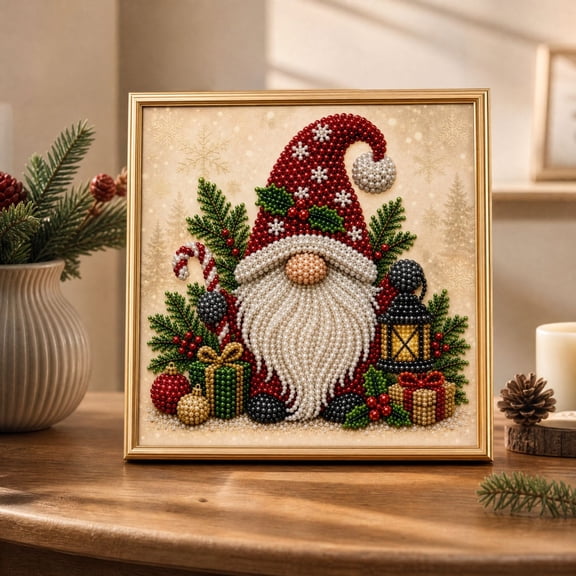 Christmas Diamond Painting Kit for Adults, 5D Diamond Art Craft, Premium ABS Material Festive Gnome DIY Home Decor, Xmas Gift for Beginners