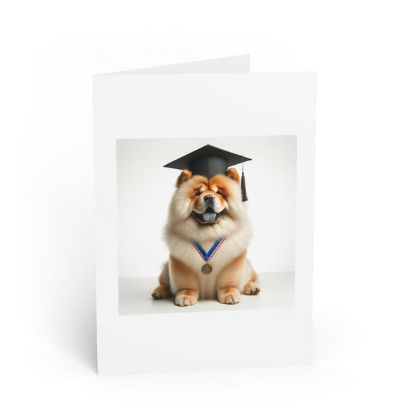 DistinctInk Greeting Card / Note Card - Chow Chow Graduation - PACK of 3