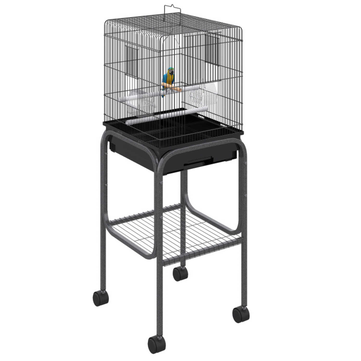 Indoor Metal Bird Cage with Stand  Wheels  Spacious Parrot Cage/Aviary for Small to Medium Birds Easy to Move  Clean