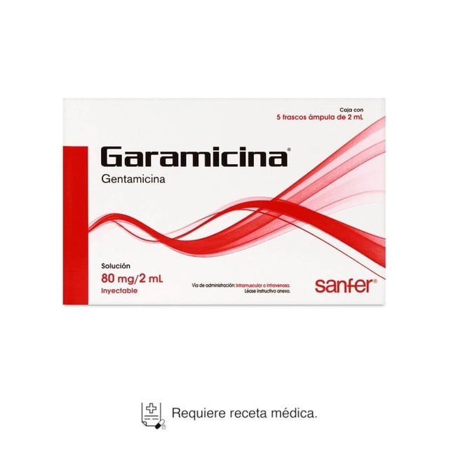 Garamicina Gentamicina 80 mg / 2 ml solución inyectable 5 frascos ámpula 2 ml