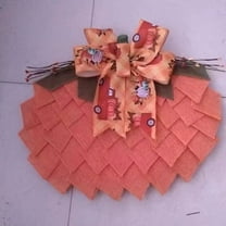 Fabric Halloween Wreath Fall Decor - 16 Inch Pumpkin Wreath for Front Door,Thanksgiving,Christmas,Indoor Outdoor Decor with Bows and Berries,Seasonal Home Decoration