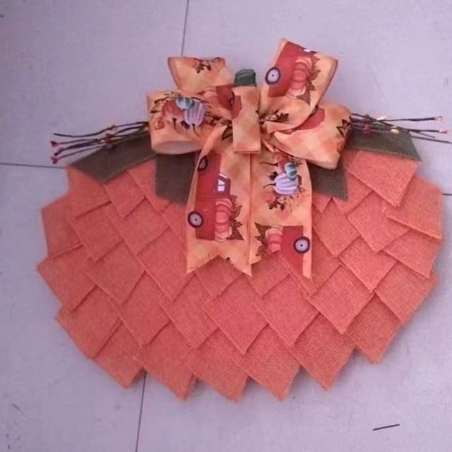 Uuiauoio Fall Pumpkin Wreath with Bows and Berries, Farmhouse Pumpkin Wreath for Front Door, Autumn Pumpkin Garland Ribbon Fall Wreaths Halloween Thanksgiving Christmas Decor
