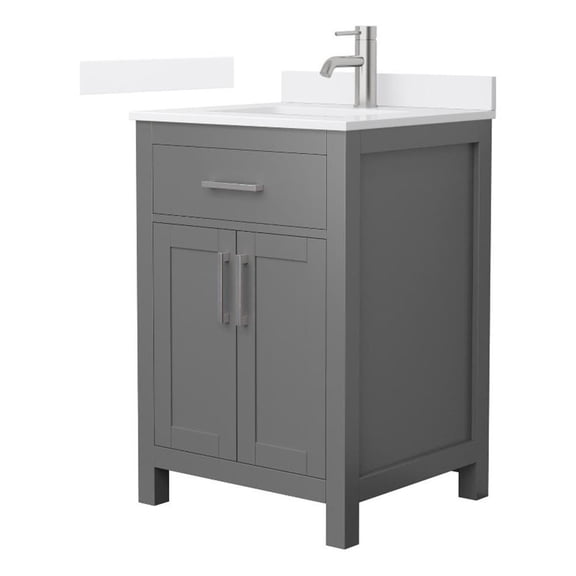 Beckett 24" Dark Gray Single Vanity & White Quartz Top (1-Hole) & Nickel Trim