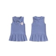 thumbnail image 2 of BemeyourBBs Little Toddler Baby Girls Baseball Dress Summer Outfits Clothes A-line Tank Dress Sleeveless Doll Collar Baseball Embroidered Striped Dress, 2 of 9