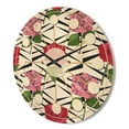 thumbnail image 3 of Designart 'Retro Red and Pink Roses' Mid-Century Modern Wood Wall Clock, 3 of 5