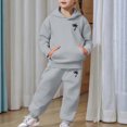thumbnail image 2 of Glisme Girls Outfits Long Sleeve Round Neck Tracksuit Cartoon Prints Hoodies Pants Relax Fit Little Girls Clothes Grey, 2 of 5
