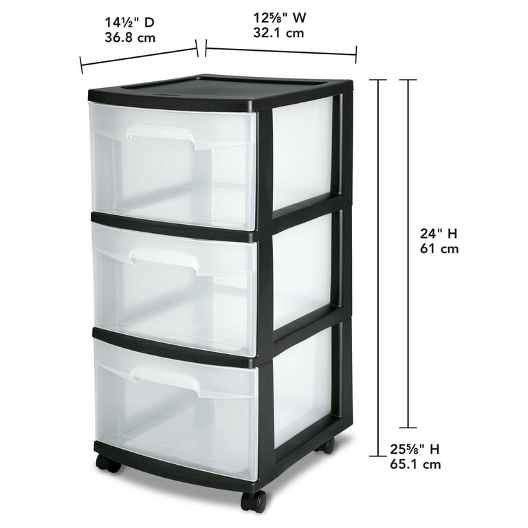 Sterilite 3-Drawer Plastic Rolling Storage Cart, Clear with Black Frame  (2-Pack), 1 Piece - Fred Meyer