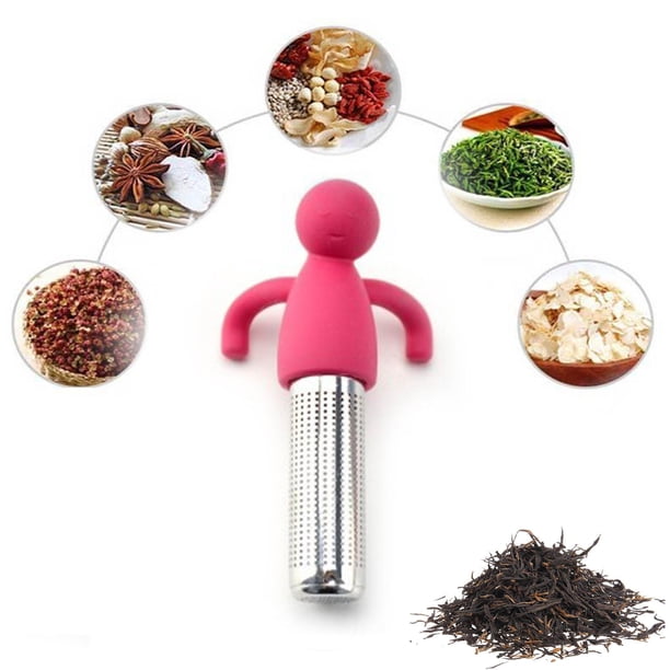 Fiudx Filtro de Té con Forma Humana, Infusor de Acero Inoxidable, Diseño de Malla Fina, Fácil Preparación de Té, Uso Versátil, Esencial En La Cocina, Doble Asa, Fácil de Limpiar, Incluye Un Infusor.