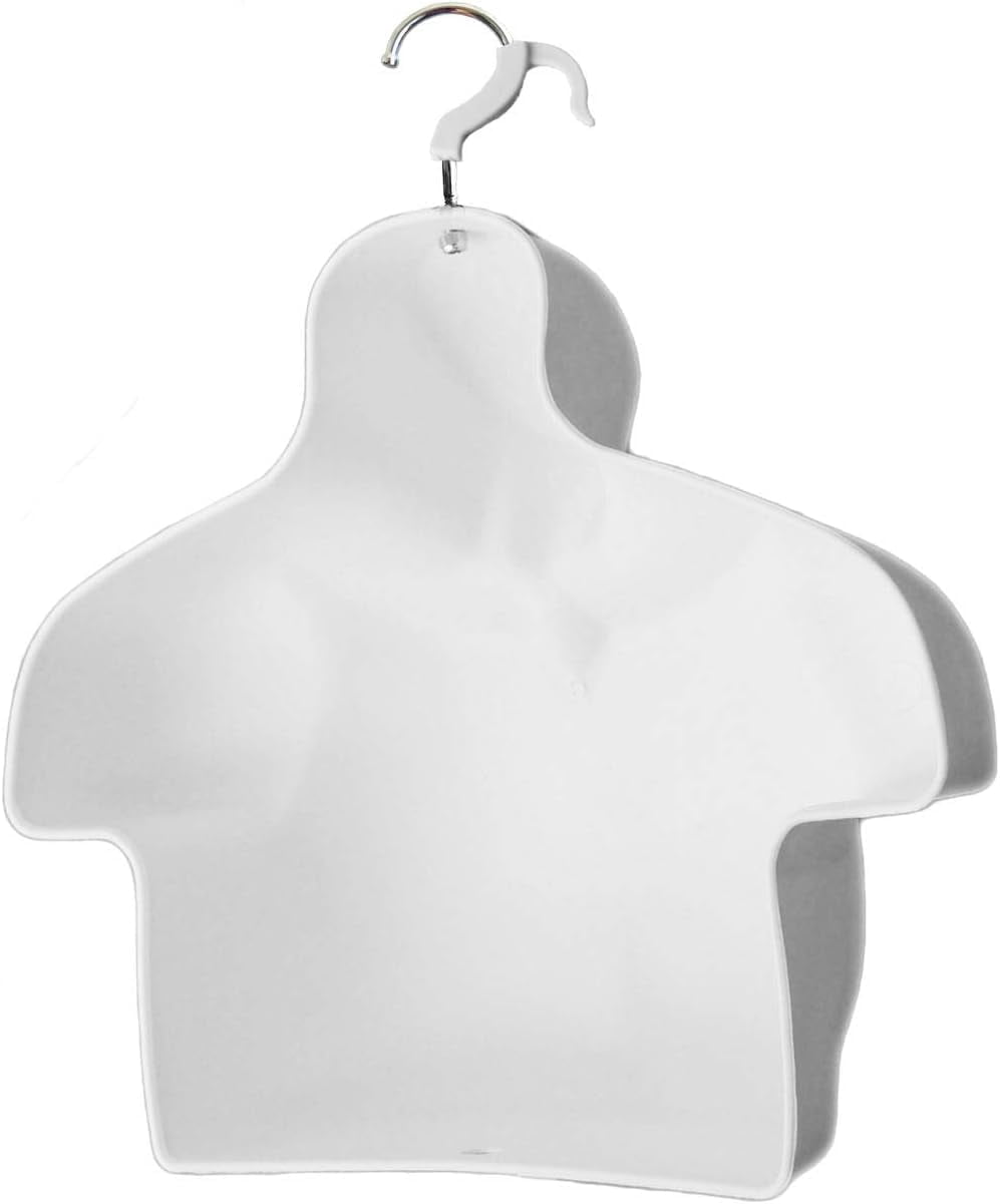 DisplayTown 3 Sets of White Male Mannequin Chest Long Hollow Back Plastic Injection Hanging Body Torso Form with Hanging Hooks, S-M Size