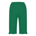 thumbnail image 5 of Audhol Linen Shorts for Women! Womens Casual Loose Elastic Waist Cotton Trouser Cropped Wide Leg Pants High Waisted Linen Shorts Women Green L, 5 of 5
