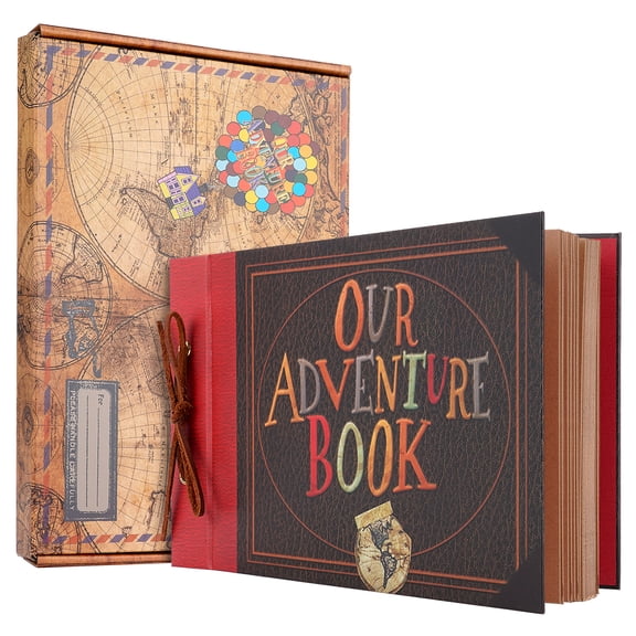 Hormy Leather Scrapbook Album DIY Memory Travel Scrap Book with Stickers Kit Our Adventure Book Gift for Christmas, Birthday, 80 Pages 11.9 inch