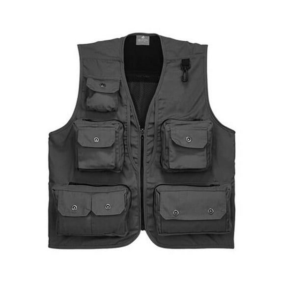 Panda Superstore  Journalist Photographer Canvas Fishing Vest for Men - Black - Large