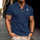 thumbnail image 1 of Tops para hombre, blusas y camisas de manga corta con cuello redondo para hombre, blusas casuales con estampado de botones, manga corta, cuello vuelto, blusas de poliéster para hombre, 1 of 6