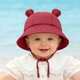 thumbnail image 7 of KPOPLK Baby Girl Wide Brim Bucket Hats with UPF 50+ Outdoor Adjustable Beach Hat with Sun Hat(3-12 Months,Wine), 7 of 7