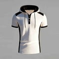 thumbnail image 4 of Men's Shirts, Men Shirts Short Sleeve Blouse Muscle Hoodie Workout T Shirts Casual Loose Going Out Streetwear Tee White S, 4 of 7