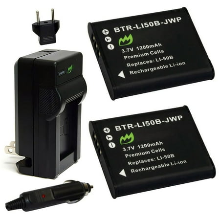 Replacement for Kodak SPZ1 Battery (2-Pack 1200mAh) and Charger