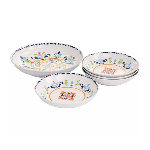 Juego de tazones PARA PASTA GIBSON 5 pzs de CERAMICA FINA EN BLANCO Y MULTICOLOR Tijuana