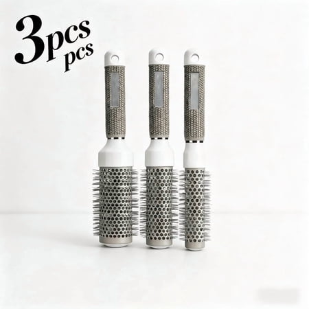 3-Piece Ceramic Round Hair Brush Set Vented Thermal Blowout Brushes for Fast Drying Voluminous Curls & Smooth Styles Professional Styling Kit for Salon Blowout at Home