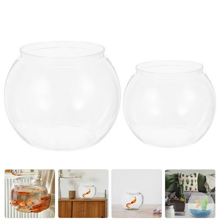 Homoyoyo 2Pcs Transparent Desktop Fish Tank Plastic Aquarium Decorative Globe