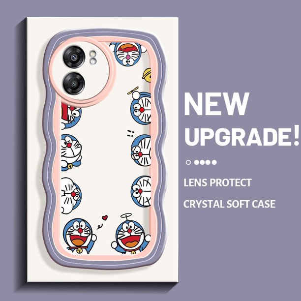 Funda para teléfono OPPO A57 2022 A77 2022 A57s A77E A77S funda para teléfono Doraemon HP funda blanda a prueba de golpes borde de onda colorido gato cámara transparente funda protectora creativa fund