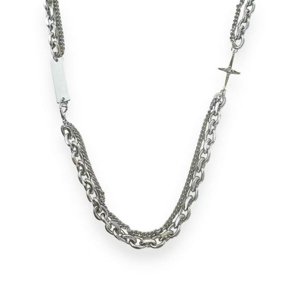 Double Layer Star Link Chain Necklace for Men Women Hip Hop Unisex Style