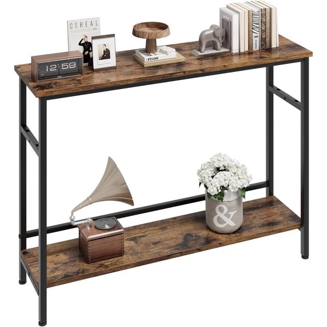 Cherish Entryway Console Table - 39.4” Rustic Sofa Table with Adjustable Shelf for Storage