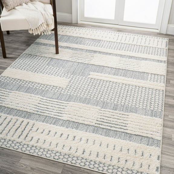 Open Box JONATHAN Y SANTA THERESA 3 x 5 Area Rug, Kerstin Geometric - Cream/Gray, SNT100A-3