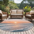 thumbnail image 5 of Summer Beach Sunset Landscape Round Living Room Rugs 8 ft, Coastal Ocean Red Cloud Sky Wave Washable Large Area Rug with Non-Slip Sturdy Edge Binding Round Carpet for Dining Room Kitchen Office, 5 of 9