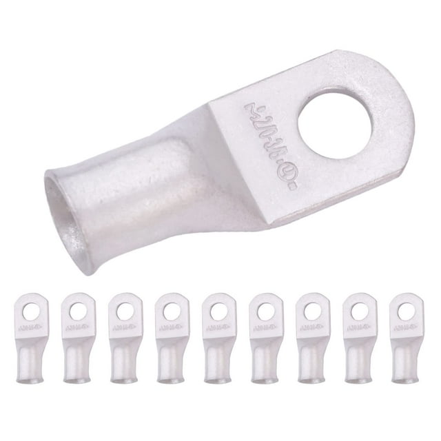 Selterm 10 Terminales De Alambre De Cobre Estañado De 2/0 Awg-3/8 Pulgadas, Extremos De Cable De Batería De Alta Resistencia, Terminales De Anillo De Calibre 00, Terminales De Batería Ul, Ojales De Co