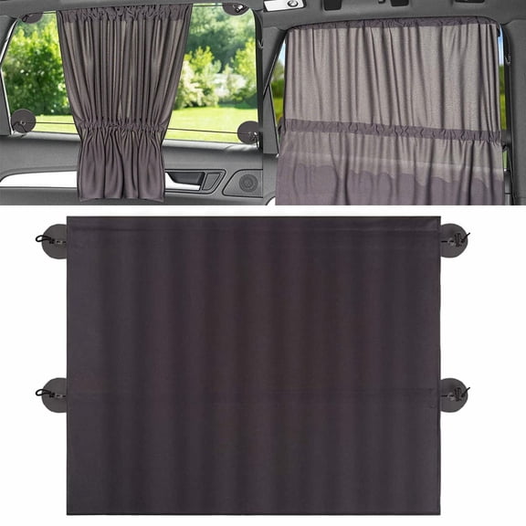 2pc Universal Car Sun Shade Side Window Curtain Foldable Sunshade Protection Black Pure Cloth Auto Accessories