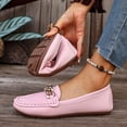 thumbnail image 4 of Vibrex Loafers for Women Comfortable Slip On Business Work Flats Shoes Casual Loafer Flat Sole Women's Casual Plus Size Loafers with Metal Chain, 4 of 9