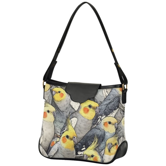 ALAZA Women Hobo Shoulder Handbag Doodle Parrot-p2 Print Tote Bag Large Capacity Purse