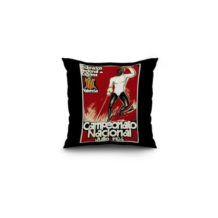 Decorative Border Fencing Fencing Competition Promotion Vintage Poster (16x16 Spun Polyester Pillow, Black Border) ()