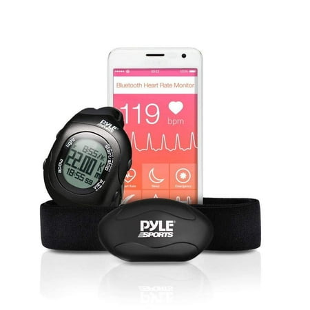 Upgraded Version Pyle Fitness Heart Rate Monitor with Digital Wrist Watch & Chest Strap | Wireless Bluetooth | Measures Speed, Distance, Countdown & Lap Times for Walking, Running, Jogging, (Best Heart Rate Chest Strap)